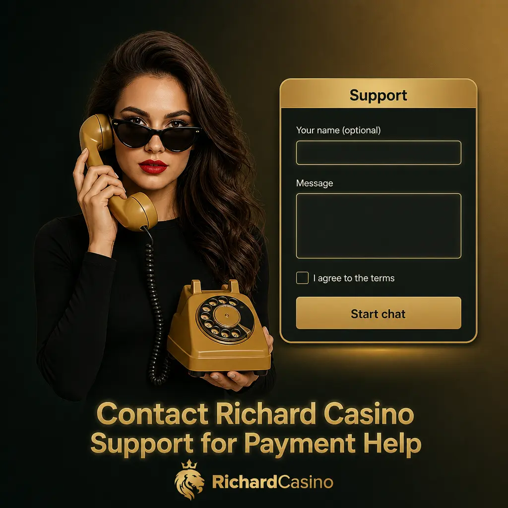 Richard Casino support options for payment help: live chat, email, and help centre FAQ access