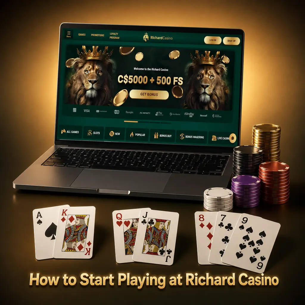 Step-by-step guide to registering at Richard Casino and claiming the CAD 5,000 welcome bonus with free spins.