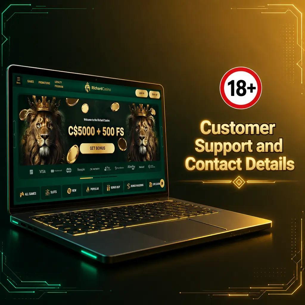 Richard Casino 24/7 customer support options including live chat, email, help center, and social media for Canadian players
