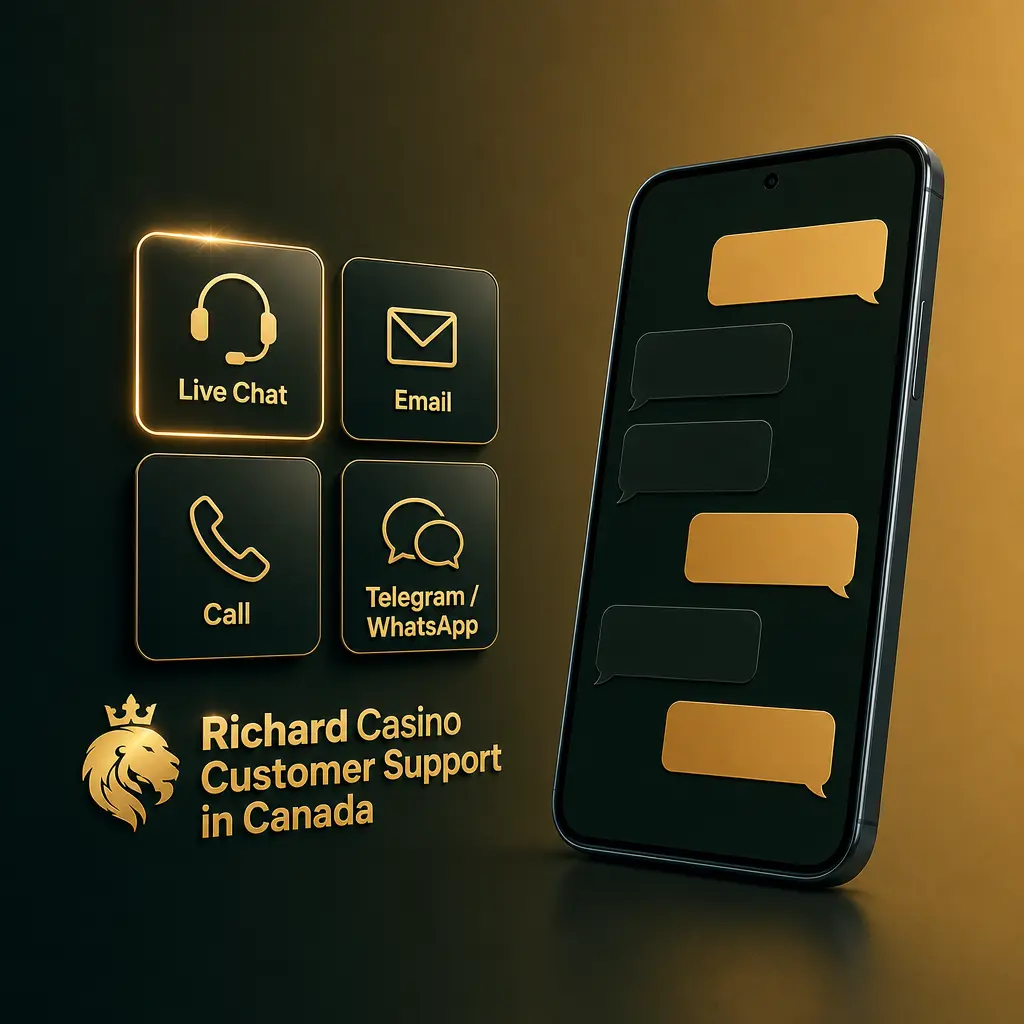 Richard Casino Canada customer support team assisting players via live chat, email and Telegram in English and French