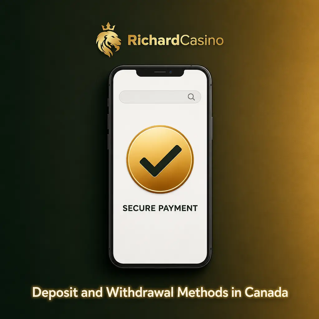 Table of deposit and withdrawal methods at Richard Casino Canada, including Interac, cards, e-wallets, and crypto limits.