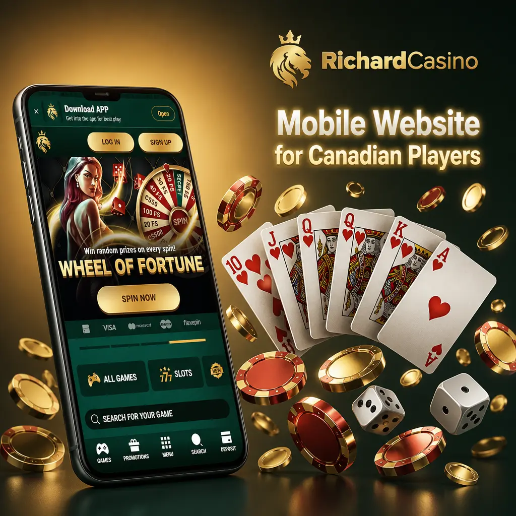 Richard Casino mobile website for Canadian players, no download needed, full access via Chrome or Safari browsers