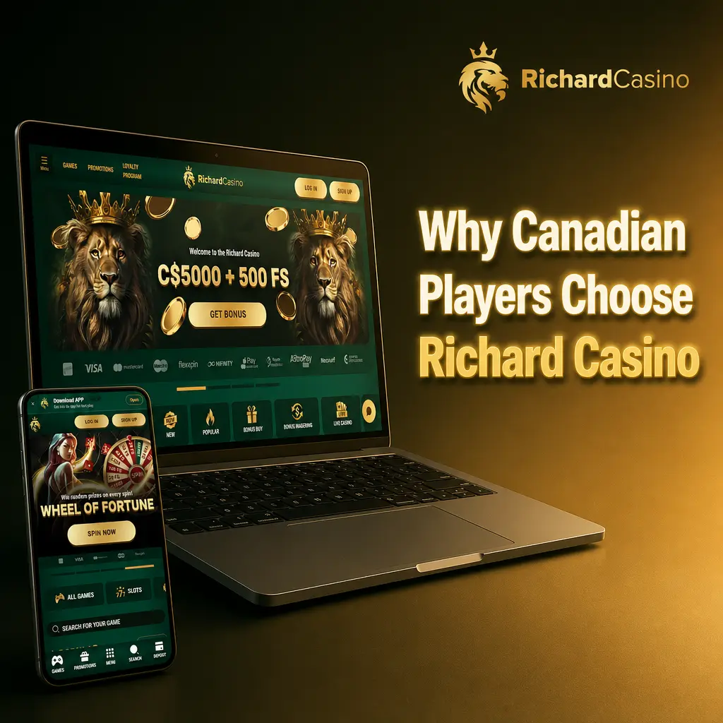 Richard Casino app interface showing sports betting markets and casino games for Canadian players on mobile and desktop