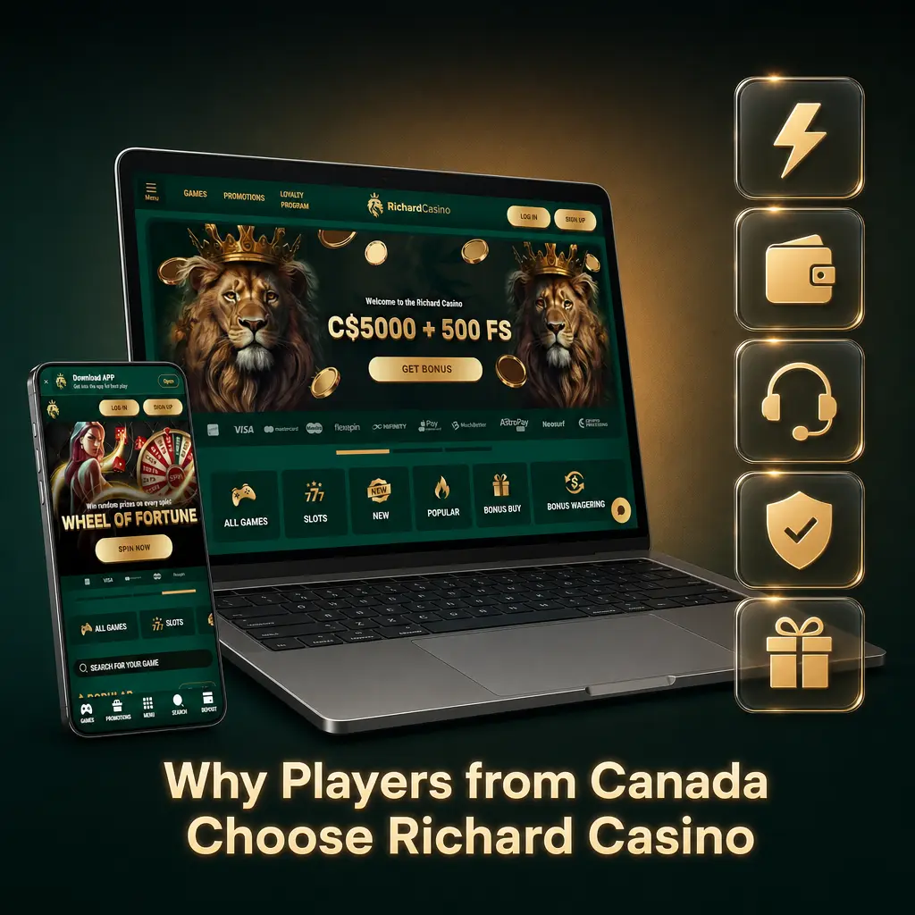 Richard Casino for Canadian players: Interac support, CAD accounts, combined sportsbook and casino, fast crypto withdrawals, and mobile access